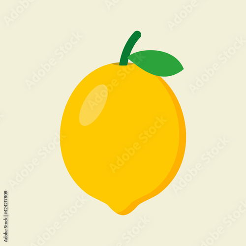 lemon flat design vector illustration. can be used in restaurant menu, cooking books and organic farm label. Healthy food. Tasty vegan . Organic product. Culinary ingredient. Detailed vector design