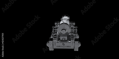 alte historische mittelalter kanone aus metall als 3d illustration, freigestellt vor schwarzem hintergrund photo