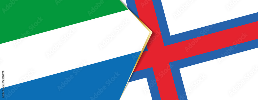 Sierra Leone and Faroe Islands flags, two vector flags.