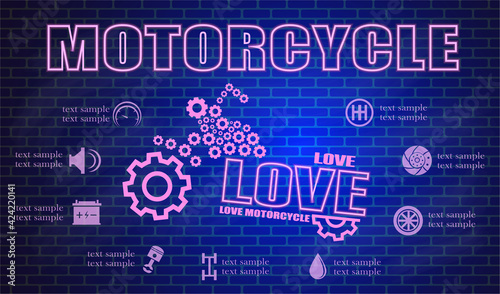 motorcycle part information. Vector illustration