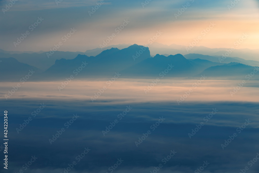 Fog and mountain in the moring