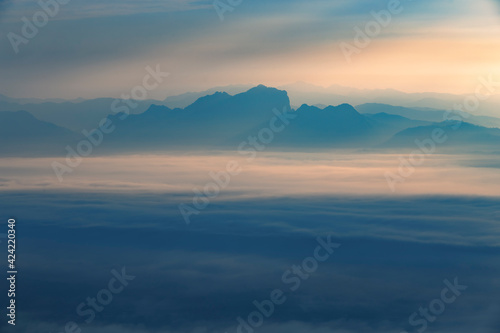 Fog and mountain in the moring