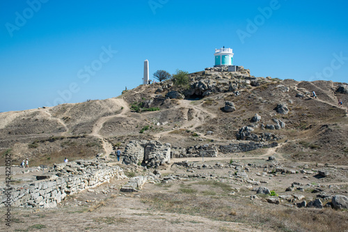 On Mount Mithridates in Kerch on the Crimean peninsula are the ruins of the ancient city of Pantikapei photo