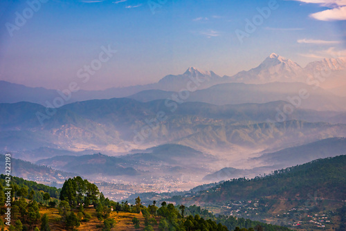 View at Kausani, a hill station in Bageshwar district, Uttarakhand, India. photo