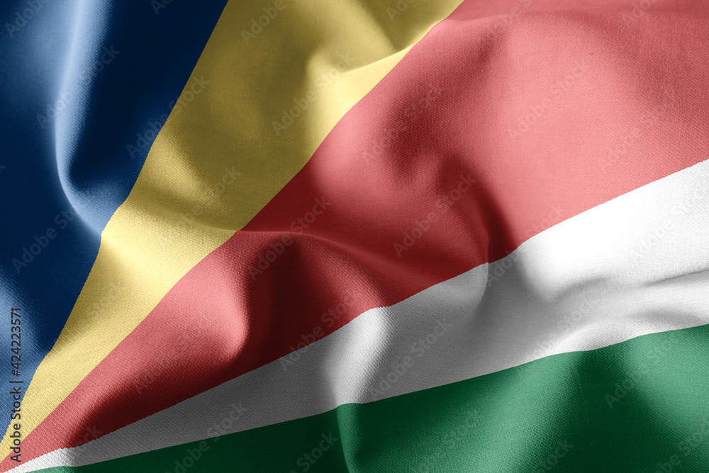 3d realistic waving silk flag of Seychelles