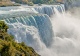 Top of American Falls, a part of Niagara Falls, with a powerful stream of falling water