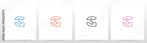 Handshake Outline On Letter Logo Design G