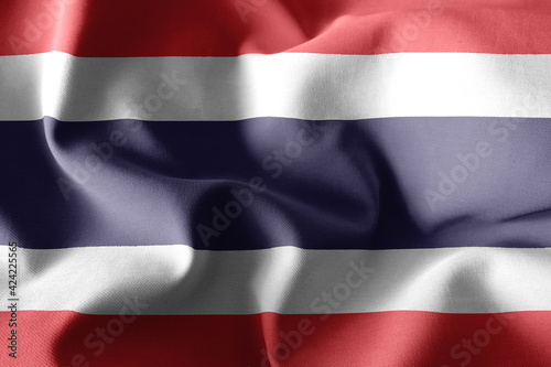 3d rendering waving silk flag of Thailand
