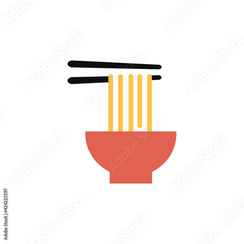 Noodle logo. Suitable for any business related to ramen, noodles, fast food restaurants, Korean food, Japanese food, etc. Flat style. Vector illustration