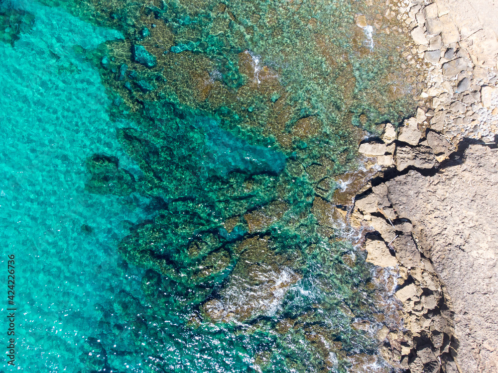 Clear water and rocks seen from above in Sardinia