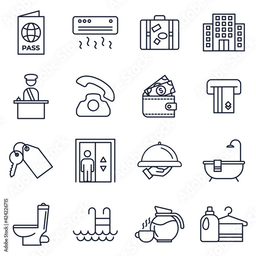 Set of Hotel icon. hotel service elements pack symbol template for graphic and web design collection logo vector illustration