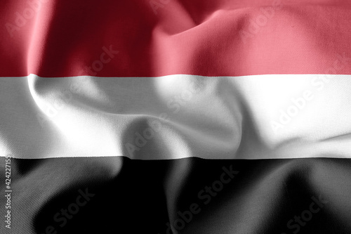 3d rendering waving silk flag of Yemen