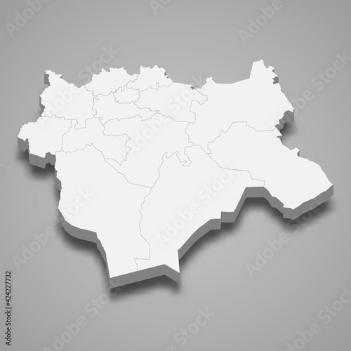 3d isometric map of Aktobe oblast is a region of Kazakhstan