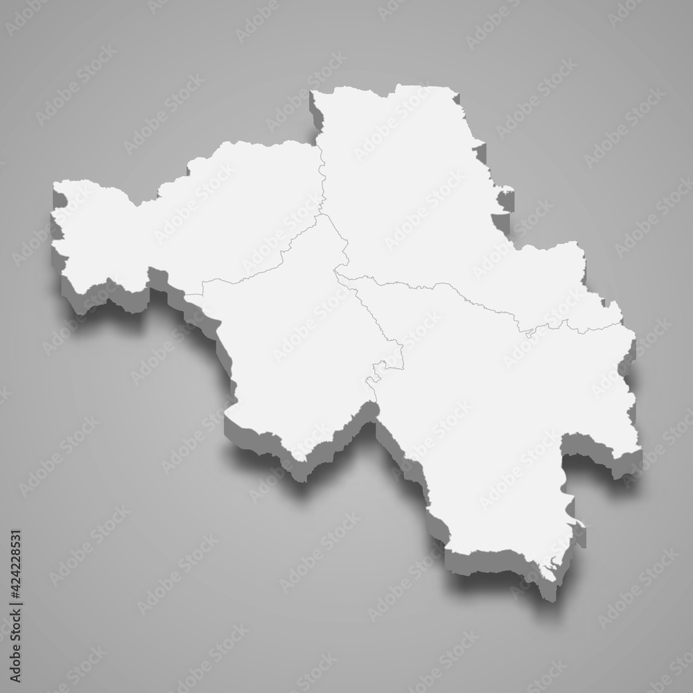 3d isometric map of Bago is a Region of Myanmar