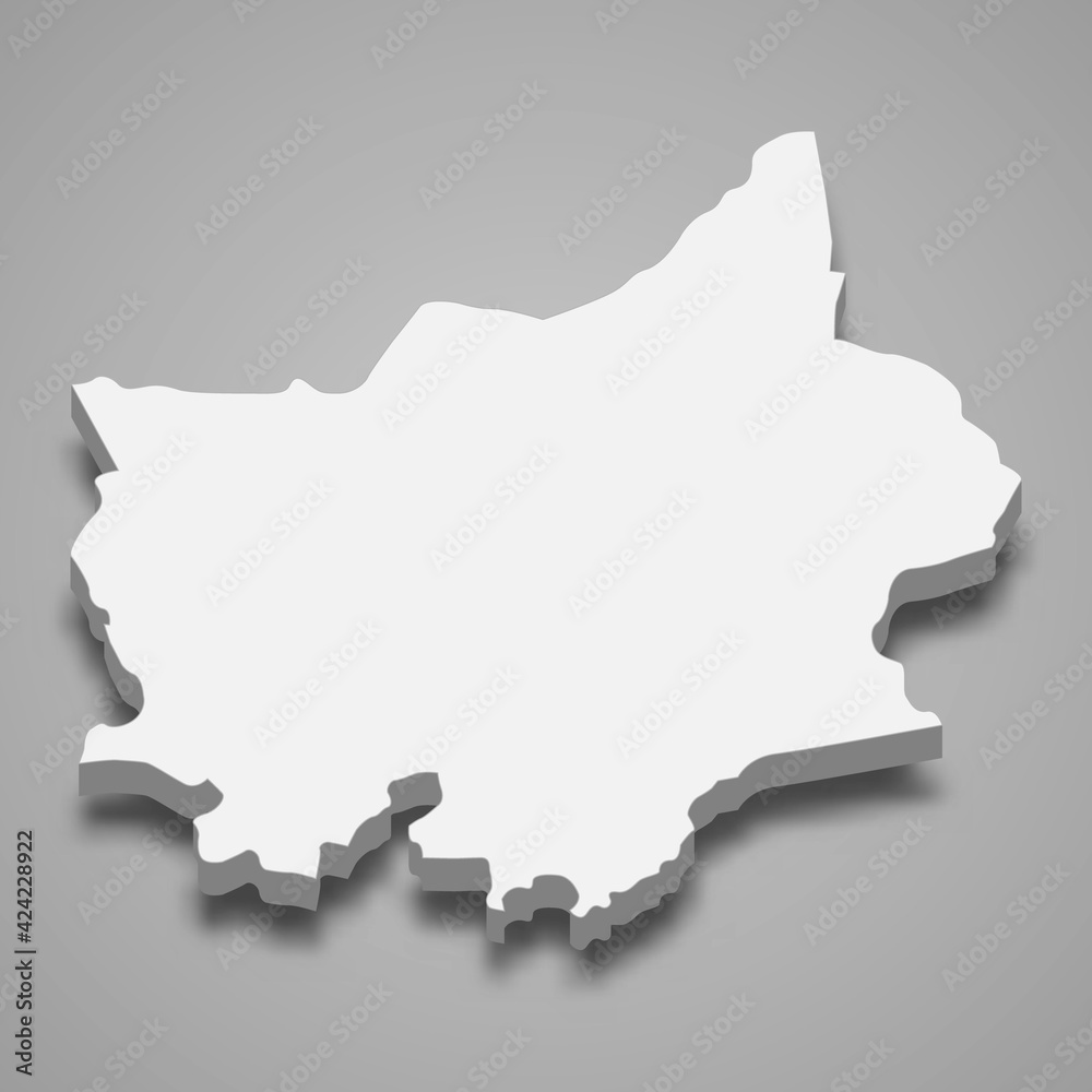 3d isometric map of Binh Phuoc Province of Vietnam