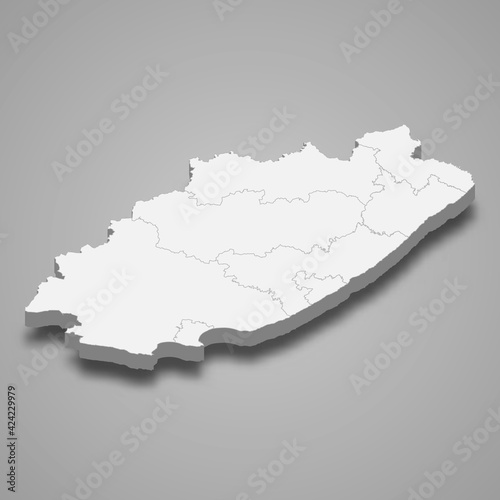 3d isometric map of Eastern Cape is a Province of South Africa