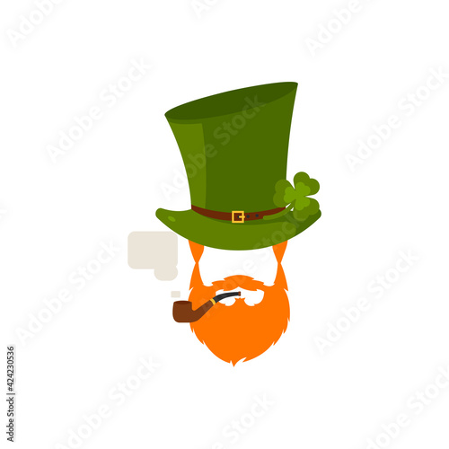 St. Patrick s Day poster. Leprechaun in a face mask. Vector illustration