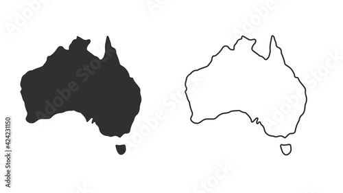 Silhouettes of the continents of Australia. Continent map template. Vector illustration