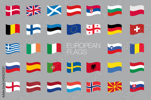 European flags ( EU ). Waving flag design. Vector