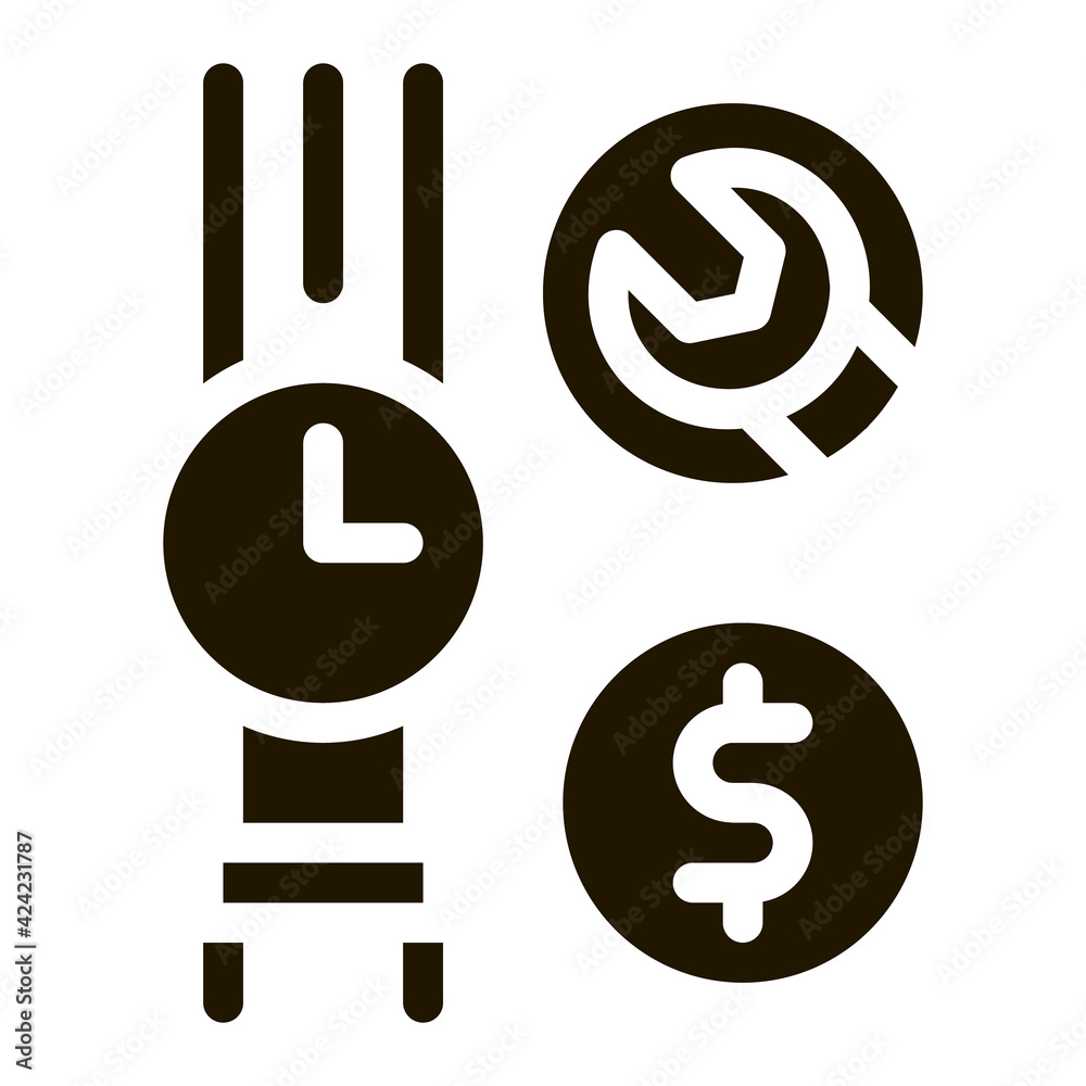 watch repair cost glyph icon vector. watch repair cost sign. isolated symbol illustration watch repair cost glyph icon vector. watch repair cost sign. isolated symbol illustration