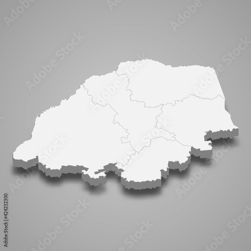 3d isometric map of Limpopo is a Province of South Africa photo