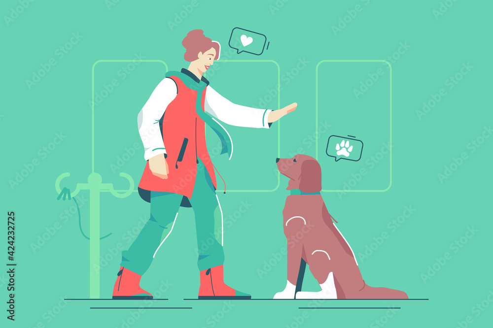 Mistress with pet dog