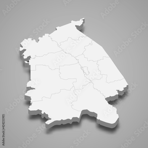 3d isometric map of Pavlodar oblast is a region of Kazakhstan