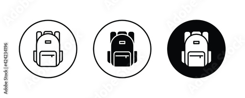 Back bag icon, Backbag, school backpack, sport and travel bag icons button, vector, sign, symbol, logo, illustration, editable stroke, flat design style isolated on white linear pictogram
