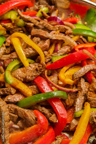 Cooking Mexican Steak Fajitas photo