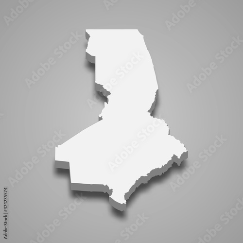3d isometric map of Turkistan oblast is a region of Kazakhstan