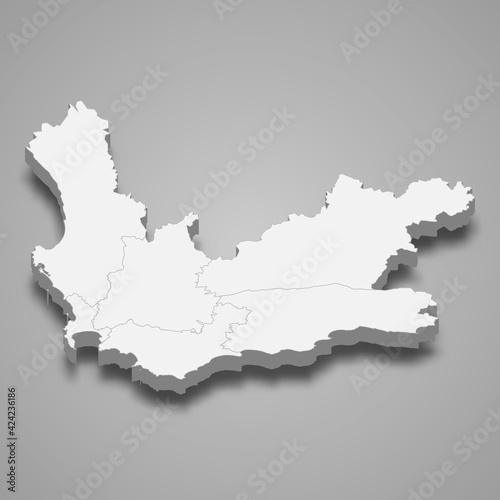 3d isometric map of Western Cape is a Province of South Africa