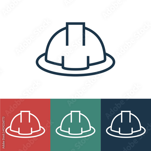 Line icon with construction helmet