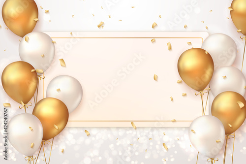 Elegant golden ballon Happy celebration card banner template