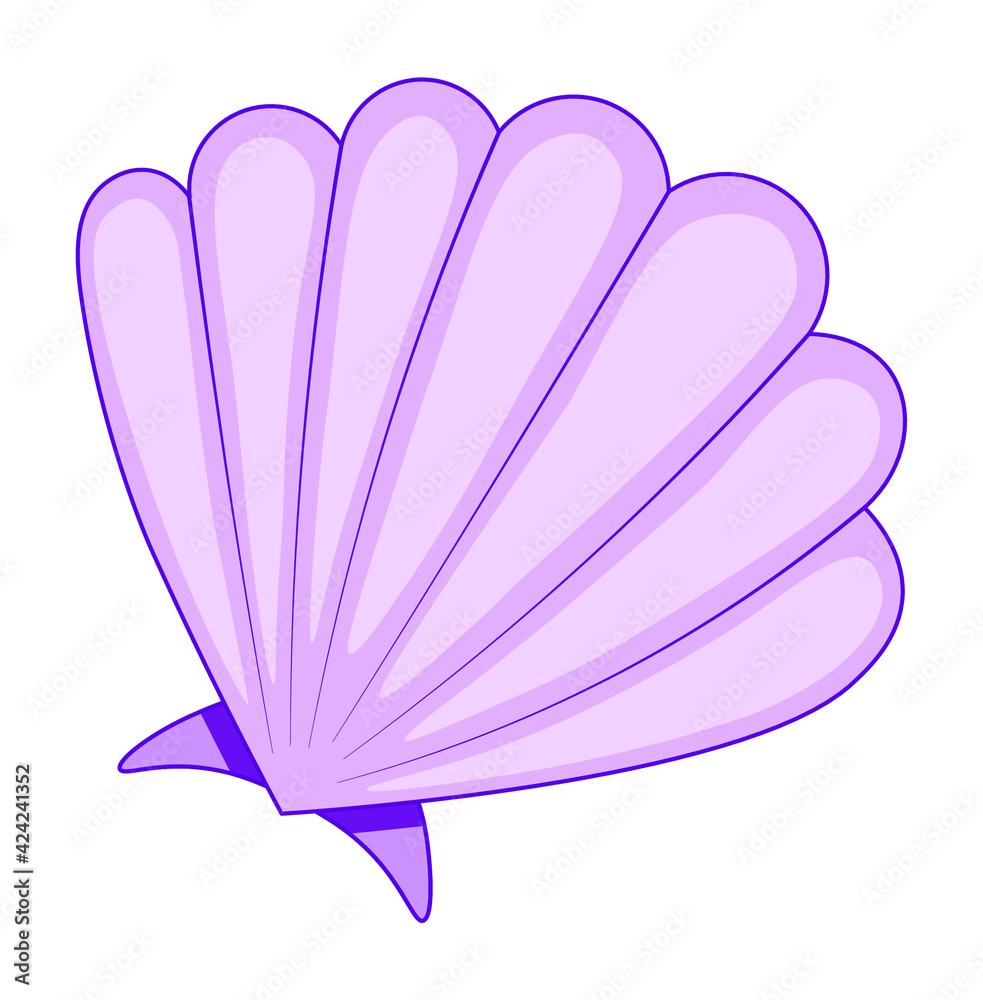 Vector illustration of a sea shell that looks like an oyster in purple. The element is isolated on a white background. Vector illustration of a sea shell that looks like an oyster in purple. The element is isolated on a white background.