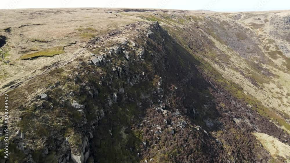 Aerial Drone Fly Over Valley In Stunning Dovestone Reservoir Peak District National Park Greenfield Saddleworth Moor Manchester Aerial Drone Fly Over Valley In Stunning Dovestone Reservoir Peak District National Park Greenfield Saddleworth Moor Manchester