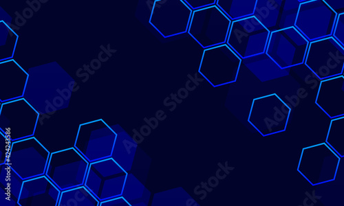 Abstract technology background with blue hexagonal. Vector illustration.