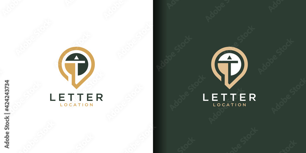 Letter t location logo design. icon inspiration - obrazy, fototapety, plakaty 