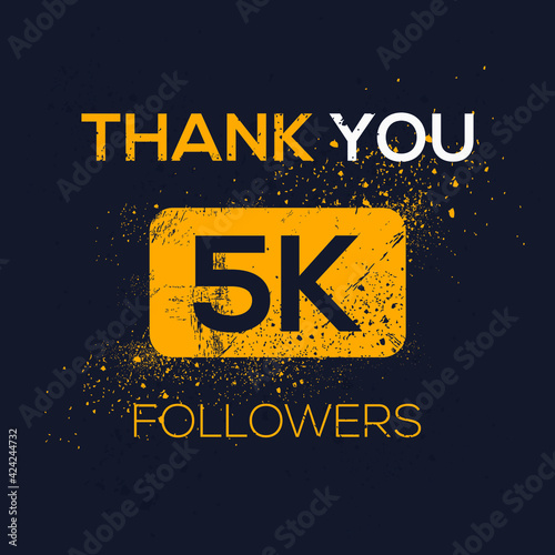 Creative Thank you (5k, 5000) followers celebration template design for social network and follower ,Vector illustration.