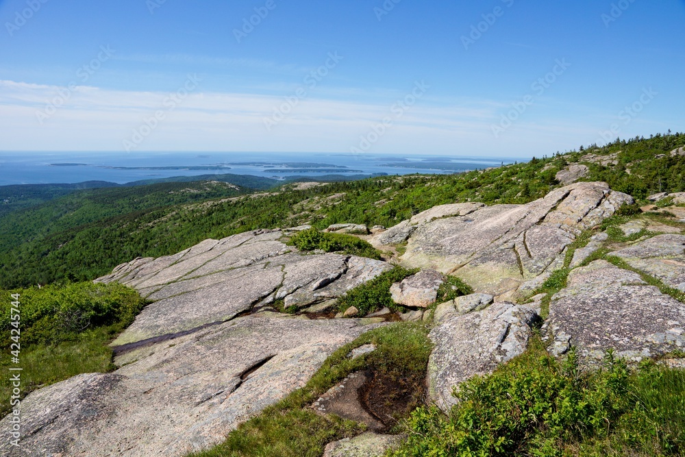 View from Cadillac Mountain on Mt Desert Island in Maine USA