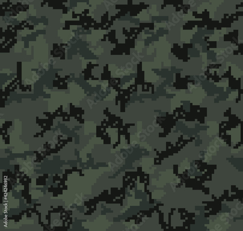 Pixel camouflage military texture seamless pattern. Digital print