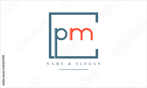 PM, MP, P, M abstract letters logo monogram