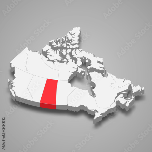 Saskatchewan region location within Canada 3d map