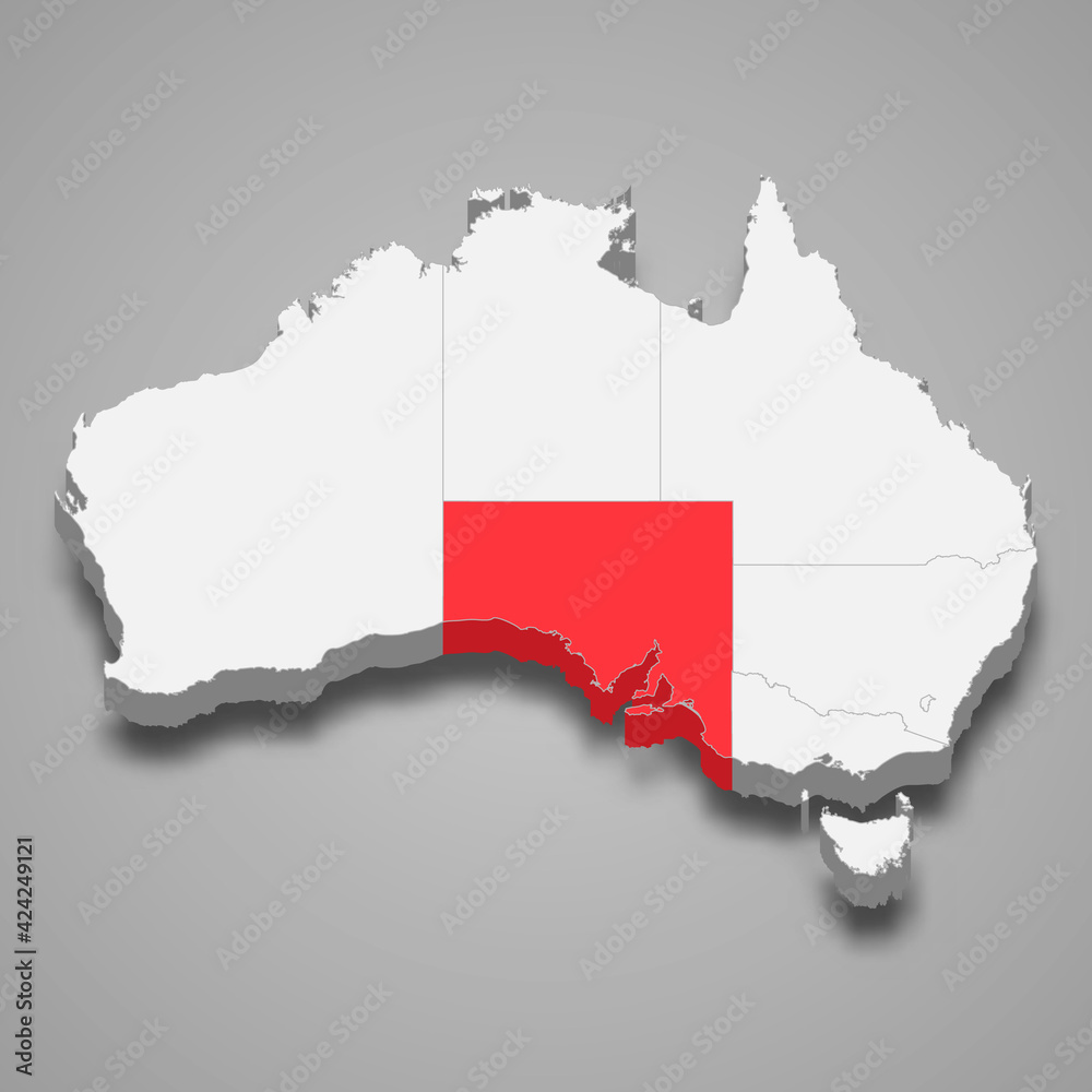Fototapeta premium South Australia region location within Australia 3d map