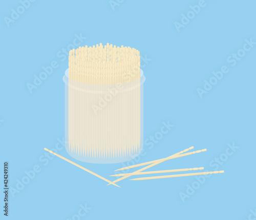 Jar of Wooden Toothpick, Toothpick Icon, Vector, Bamboo Toothpick, Toothpick Vector Illustration Background
