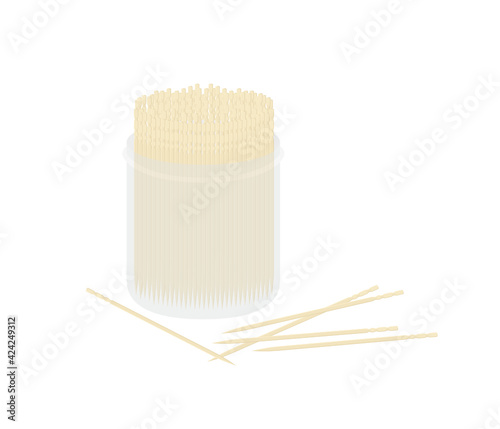 Jar of Wooden Toothpick, Toothpick Icon, Vector, Bamboo Toothpick, Toothpick Vector Illustration Background