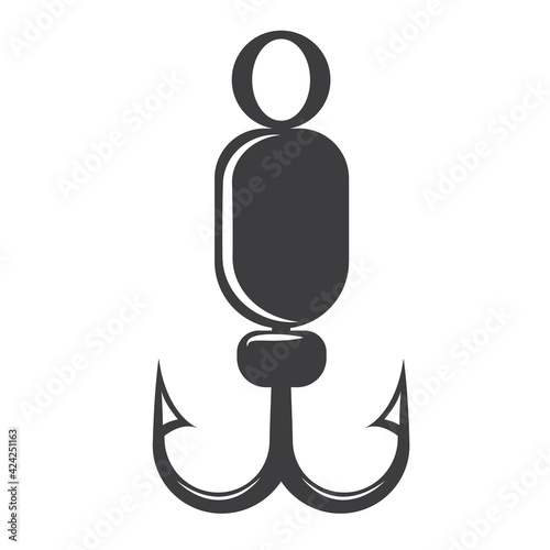 Fishing hook Silhouette isolated vector illustration on white