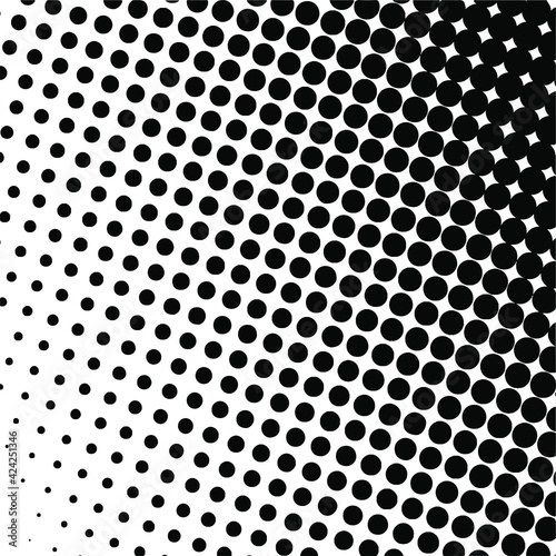 Black polka dot halftone background. Vector illustration.