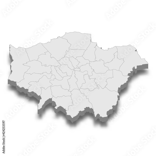 Canvas Print 3d isometric map of London City is a Capital of England