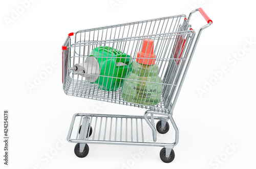 Shopping cart with fumigator, 3D rendering