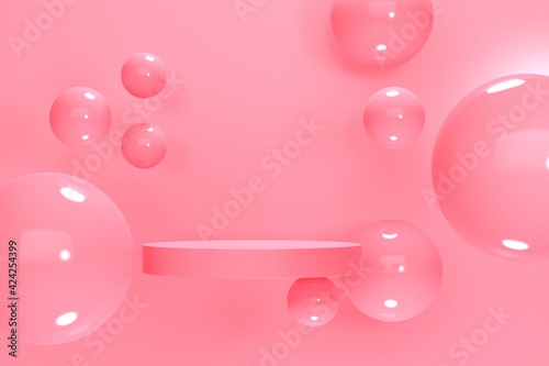 Mint abstract background with cylindrical and square podium. 3d rendering